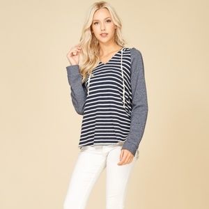 NEW! CRESCENT "Abby Striped Contrast Hoodie"